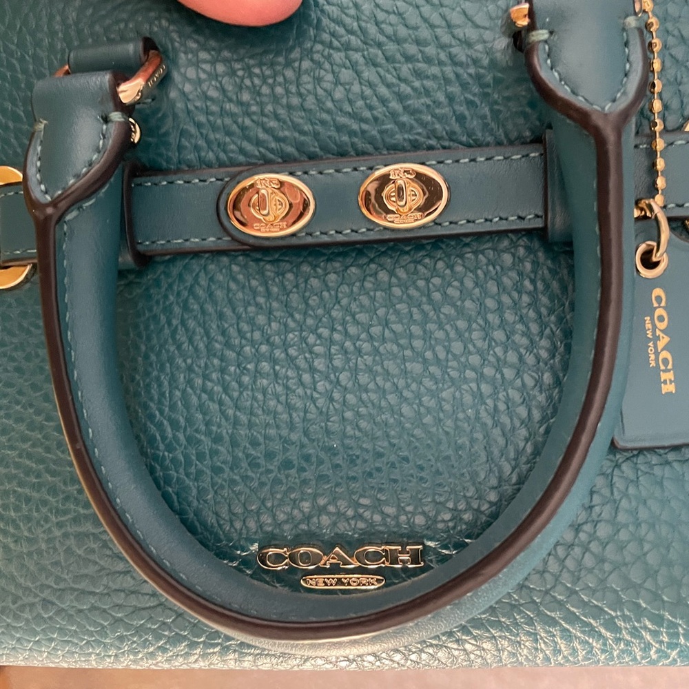Coach Teal Mini Bag with Gold Accents